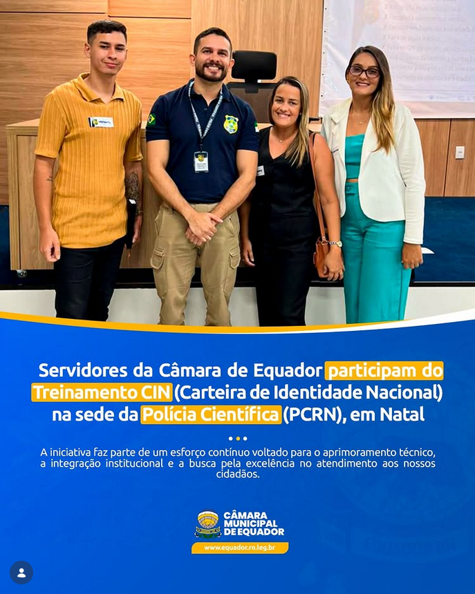Servidores da Câmara de Equador participam do Treinamento CIN (Carteira de Indentidade Nacional) na sede da Polícia Cintifica (PCRN), em Natal.